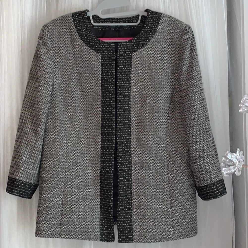 #Preston Black & White Open Front #Blazer